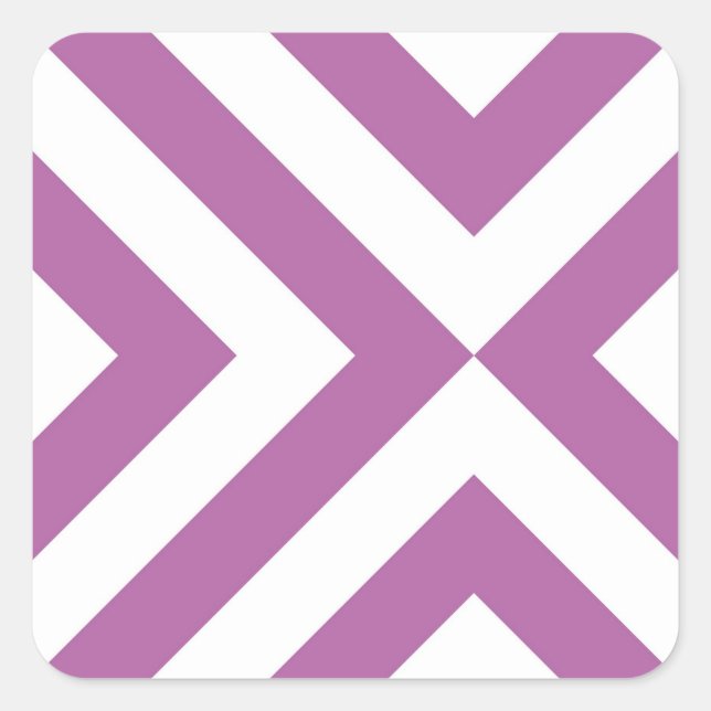 Lavendel und weiße Chevronen Quadratischer Aufkleber (Vorderseite)