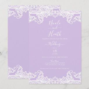 Lavendel und weiße Spitze Elegante Hochzeit Einladung