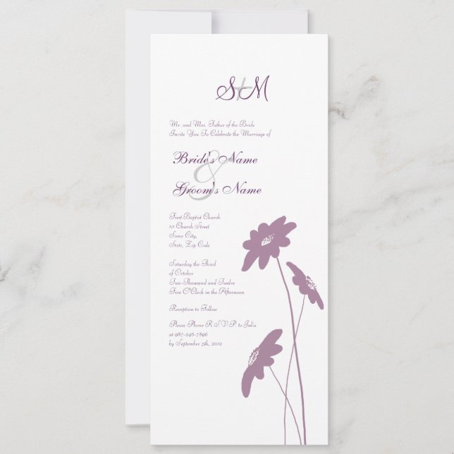 Lavendel und weiße Wildblumen Hochzeitseinladung Einladung (Vorderseite)
