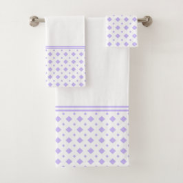 Lavendel und weißes Diamantmuster Badhandtuch Set