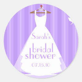 Lavendel und White Wedding Dress Brautparty Runder Aufkleber