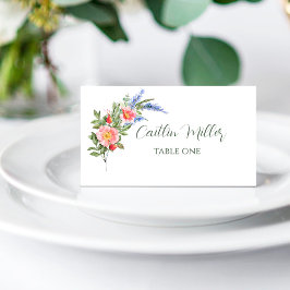 Lavendel und Wildblumen Rustikale Hochzeitsstimmun Platzkarte