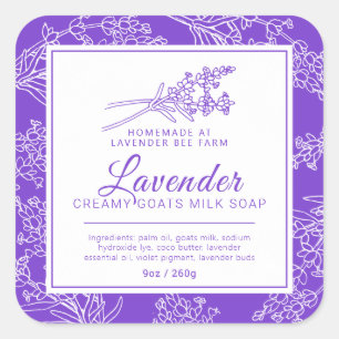 Lavendel und Ziegenmilch lila weiß Quadratischer Aufkleber