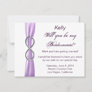 Lavendel-Unendlichkeit-Hochzeitsbrautjungfer-Karte Einladung