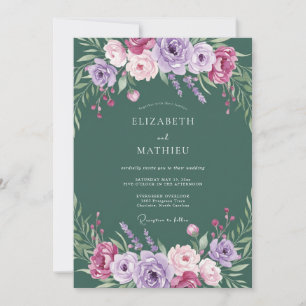 Lavendel Üppige Blütenhochzeit Einladung