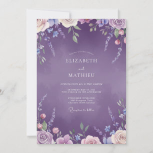 Lavendel-Veilchen-Blüten-Hochzeit Einladung