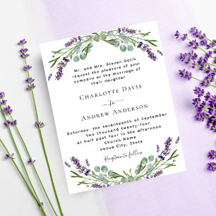 Lavendel-Veilchen-Grün-Budget-Hochzeitseinladung