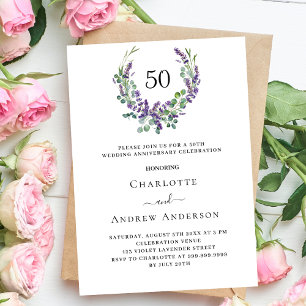 Lavendel Violett 50. Hochzeitstag Einladung