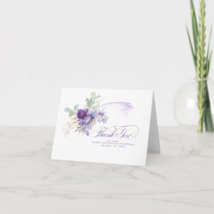 Lavendel violette Blumen Botanische elegante Hochz Dankeskarte