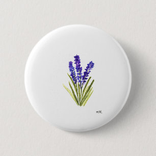 Lavendel violette Blumen Kräuter Garten Aquarell Button