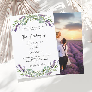 Lavendel violette florale Fotografie Luxus-Hochzei Einladung