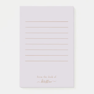 Lavendel vom Schreibtisch mit individuellem Linien Post-it Klebezettel