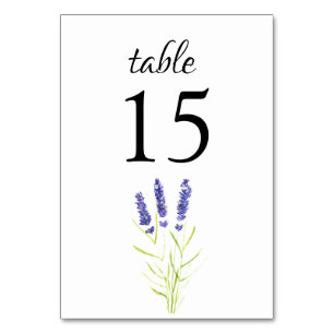 Lavendel-Wasserfarbe-Blumen-Lila-Blumen-Hochzeit Tischnummer