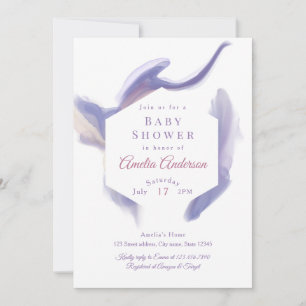 Lavendel-Wasserfarbe-Sechseck-Baby-Party Einladung