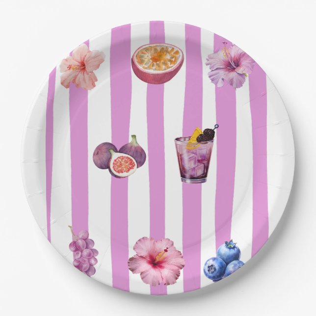 Lavendel-Wasserfarben-Botanik-Muster Pappteller (Vorderseite)