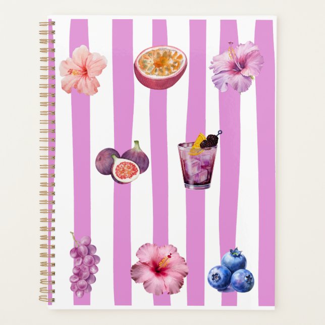 Lavendel-Wasserfarben-Botanik-Muster Planer (Vorderseite)