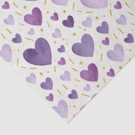 Lavendel-Wasserfarben-Herzen mit goldenem Glanz Seidenpapier