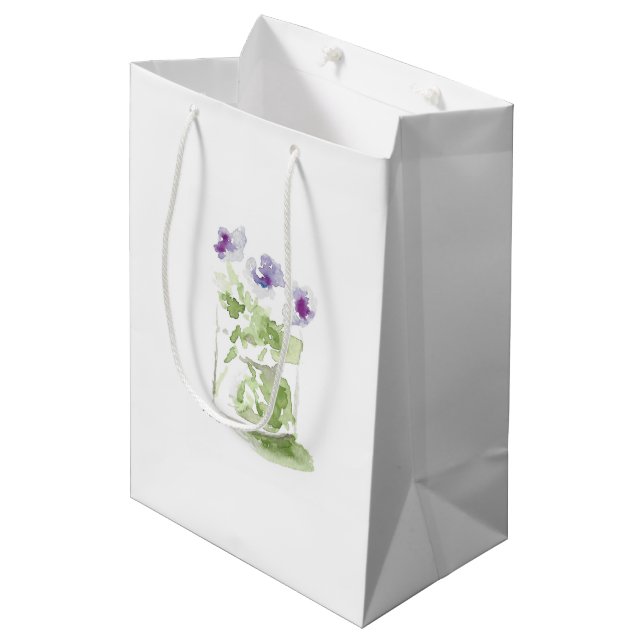 Lavendel Wasserfarben Violetts im Massiv Mittlere Geschenktüte (Vorderseite Schrägansicht)