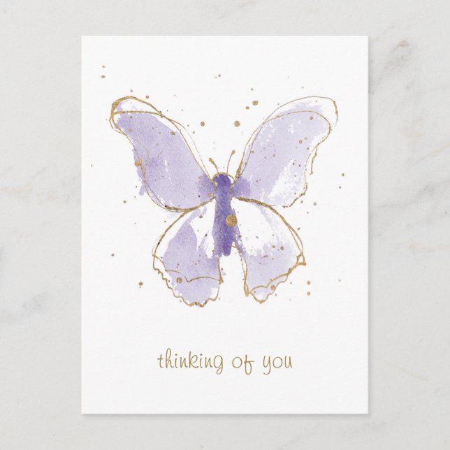 Lavendel Wasserfarbenschmetterling Postkarte (Vorderseite)