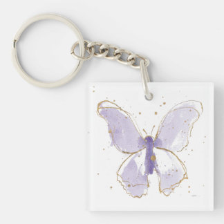 Lavendel Wasserfarbenschmetterling Schlüsselanhänger
