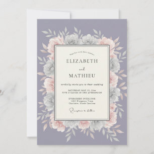 Lavendel-Weichblüten-Hochzeit Einladung