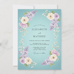 Lavendel weiche botanische romantische Hochzeit Einladung