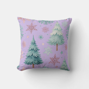 Lavendel-Weihnachtsbaum und Schneeflocken-Wurfkiss Kissen