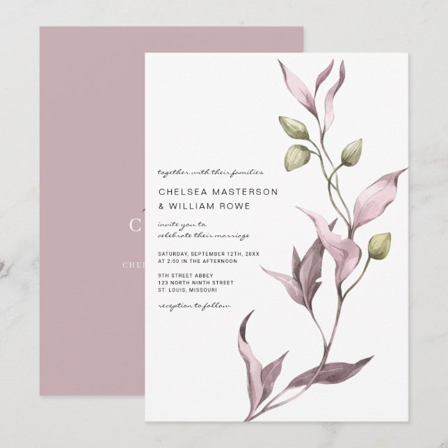 Lavendel Weintrauben Hochzeit Einladung (Vorne/Hinten)
