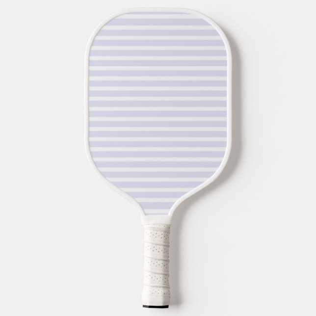 Lavendel Weiß, einfach horizontal gestreift Pickleball Schläger (Rückseite)