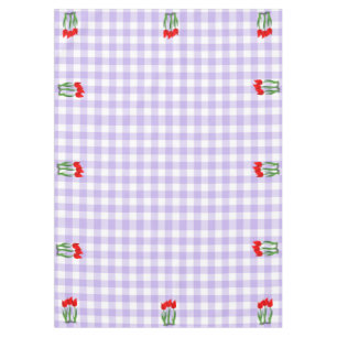 Lavendel-Weiß-Gingham-Muster und Tulpen Tischdecke
