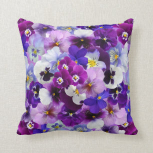 Lavendel, Weiß, Lila Pansy Floral Pilze Kissen