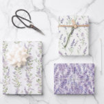 Lavendel Weiße Blumen Streifen Brautparty Geschenkpapier Set<br><div class="desc">Lavendel Weiße Blumen Streifen Brautparty</div>