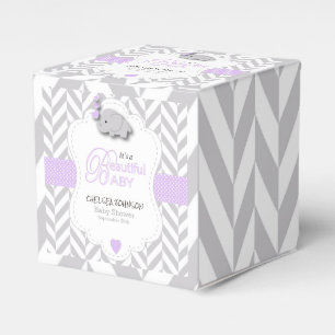 Lavendel, weiße graue Elefant-Babyparty Geschenkschachtel