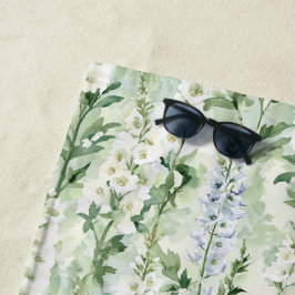 Lavendel-weiße Rittersporn-Blüten Strandtuch