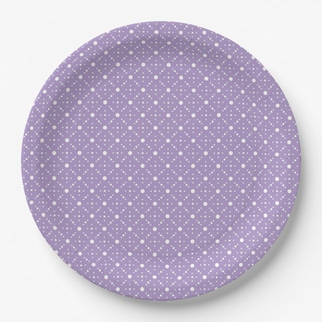 Lavendel-weiße Tupfen-himmlisches Himmel-Muster Pappteller (Vorderseite)