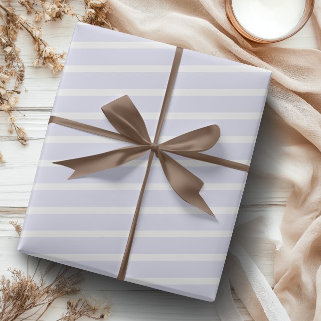 Lavendel Weißer Horizontal gestreift Geschenkpapier (Von Creator hochgeladen)