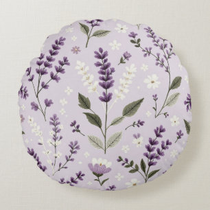 Lavendel Whispers - 16" runde Botanische Wurfpille Rundes Kissen