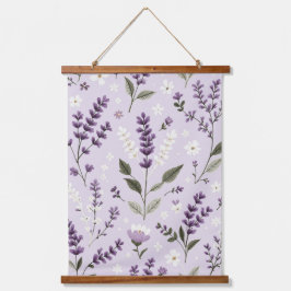 Lavendel Whispers - Botanisches Stickmauerband Wandteppich Mit Holzrahmen