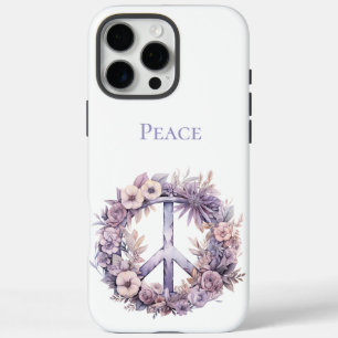 Lavendel White Boho Floral Peace Sign iPhone 16 Pro Max Hülle