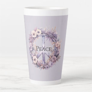 Lavendel White Floral Peace Sign Milchtasse