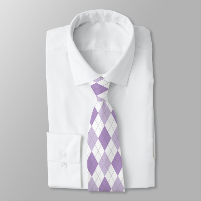 Lavendel & White Raute Necktie Krawatte (Gebunden)