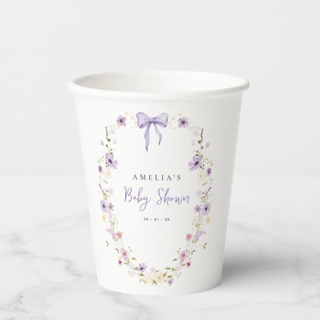 Lavendel Wildblume Baby Duschpapier Party Cups Pappbecher (Vorderseite)