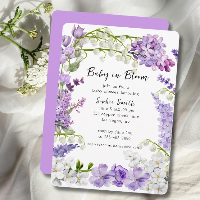 Lavendel Wildblume Baby in Bloom Baby Dusche Einladung (Von Creator hochgeladen)