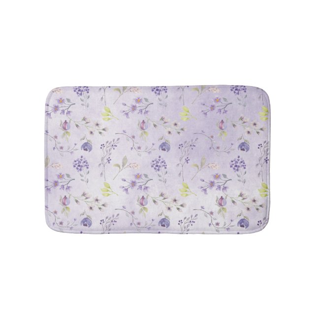 Lavendel-Wildblume-Muster Badematte (Vorderseite)