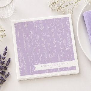 Lavendel-Wildblumen-Baby-Party Florales Muster Serviette