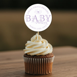 Lavendel-Wildblumen-Baby-Party Runder Aufkleber