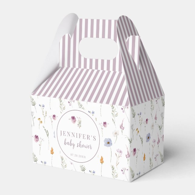Lavendel Wildblumen Babydusche Bonbons Geschenkdos Geschenkschachtel (Vorderseite)