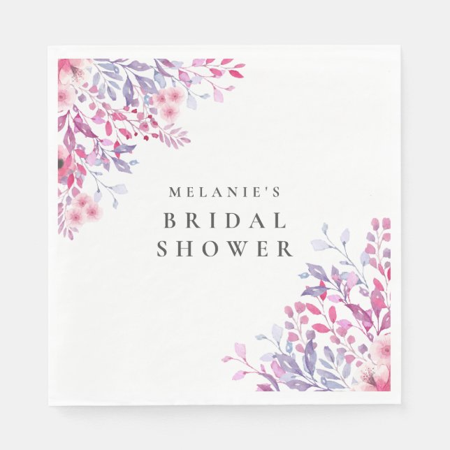 Lavendel Wildblumen Blumenkohl Brautparty Serviette (Vorderseite)