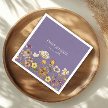 Lavendel-Wildblumen-Boho-Hochzeitsservietten