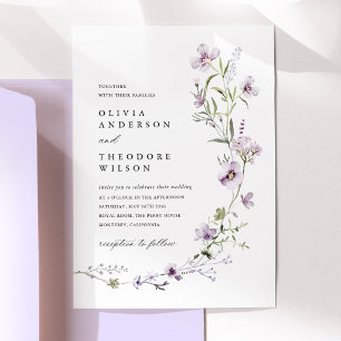 Lavendel-Wildblumen-Hochzeit Einladung